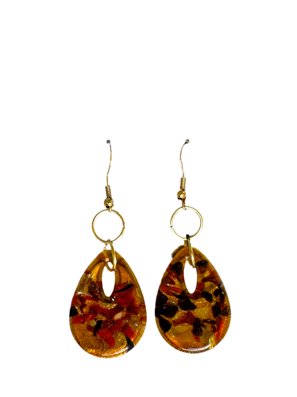 Amber Gold Dangle Earrings