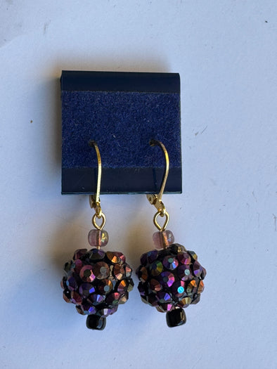 Speckled Black Peacock Earrings