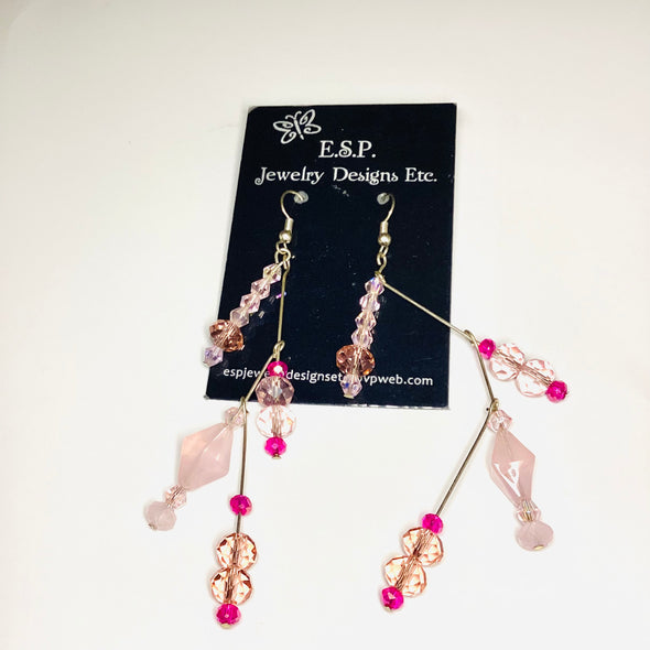 Pink Crystal Tree Earrings