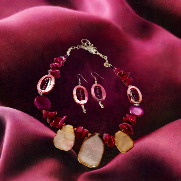 Amethyst Chunks Necklace And Earrings Set