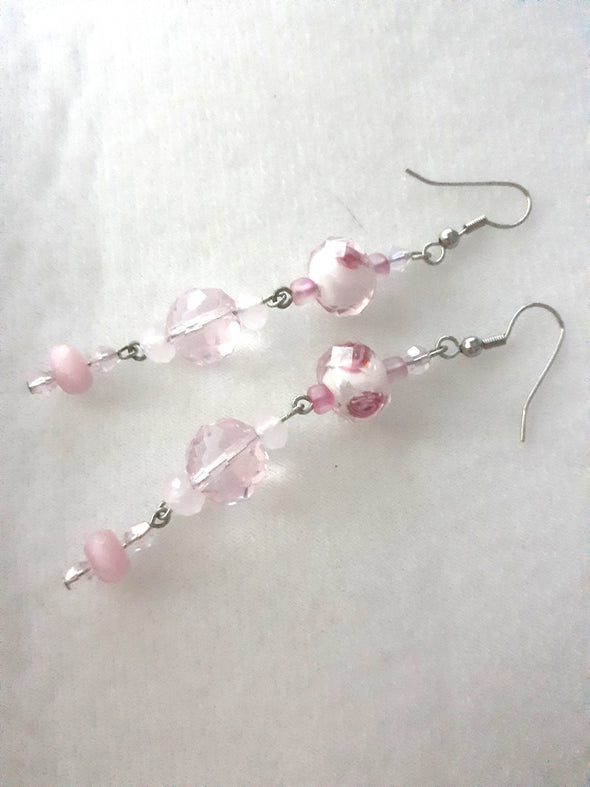 Pink Satin Dangle Earrings - Firestarter Jewels 