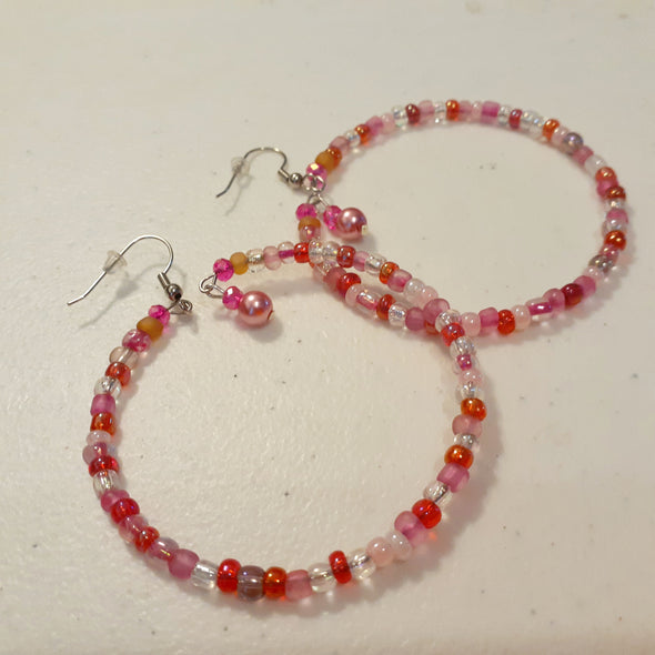 Open Hoop Pink Party Earrings