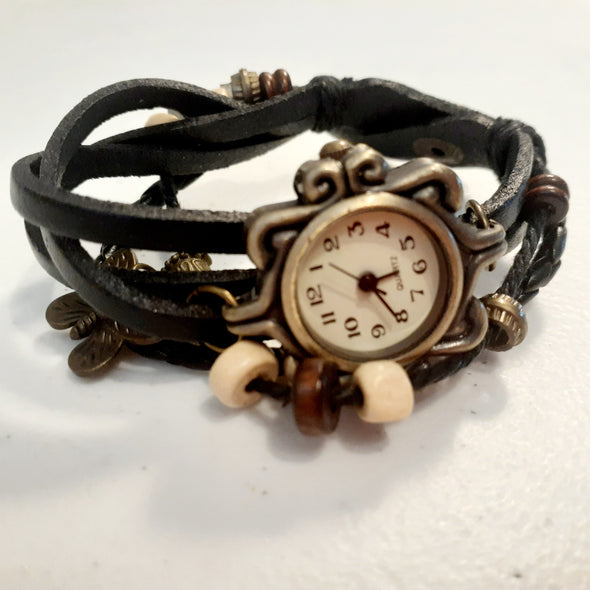 Black Butterfly Charm Watch Bracelet