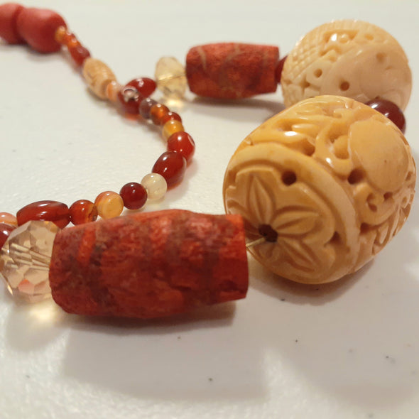 Red Agate Necklace and Earrings Set