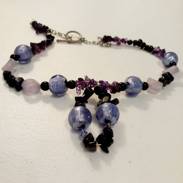 Purple Fetish Necklace And Earrings Set