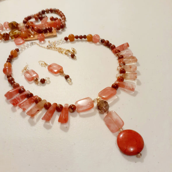 Coral Secrets Necklace And Earrings Set