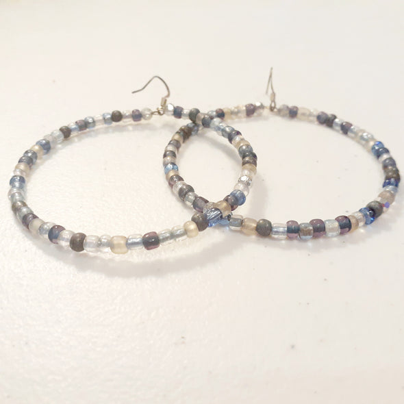 Blue/White Simple Hoop Earrings