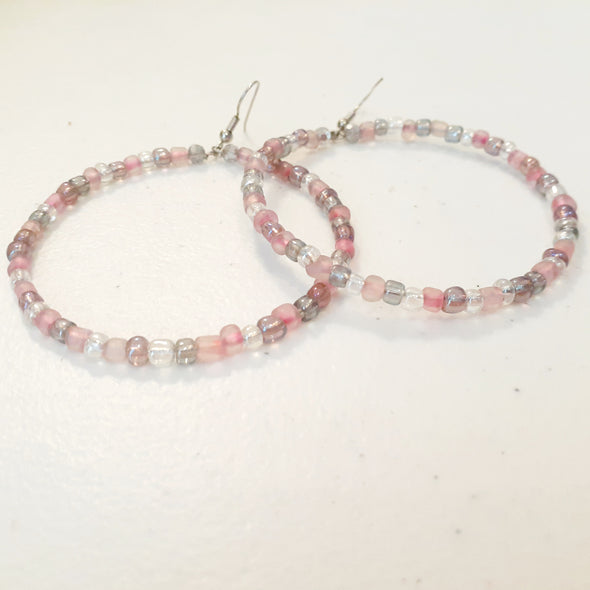 Pink/Grey Simple Hoop Earrings