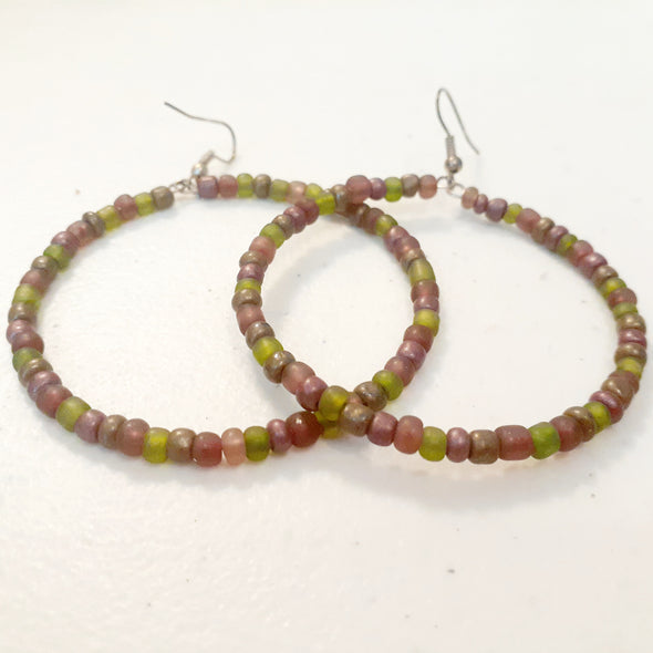 Green/Purple Simple Hoop Earrings