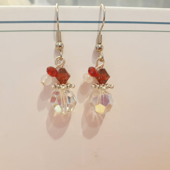 Dainty Santa Face With Hat Crystal Earrings