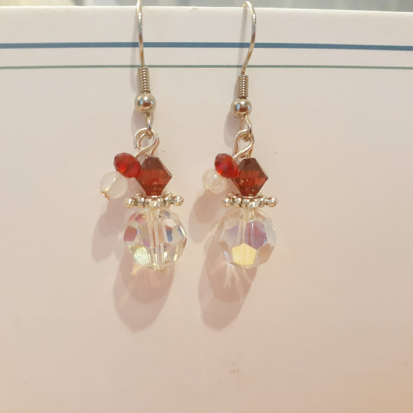 Dainty Santa Face With Hat Crystal Earrings