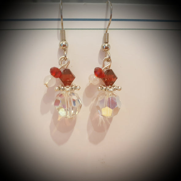 Dainty Santa Face With Hat Crystal Earrings