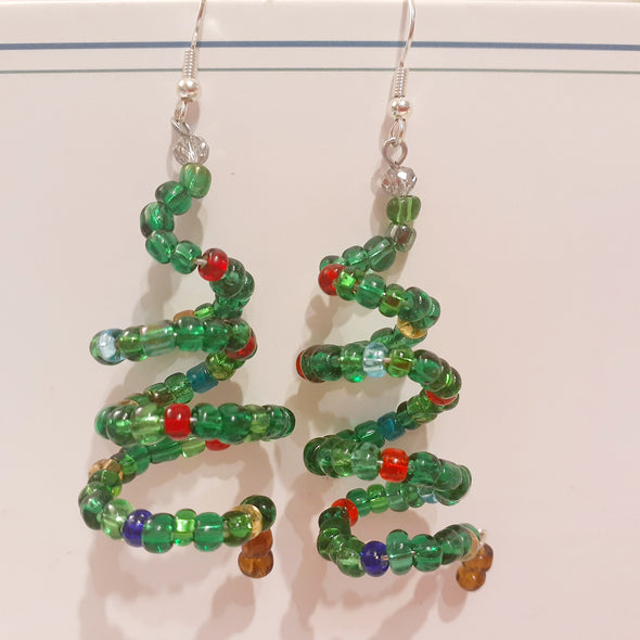 Spiraling Christmas Tree Earrings