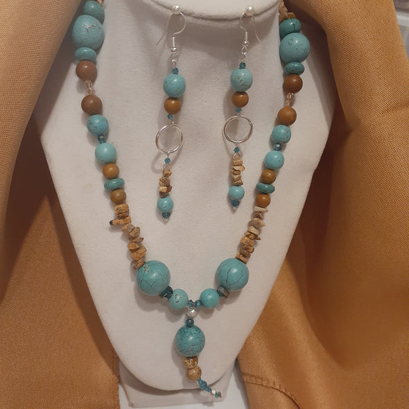 Charismatic Culture Turquoise Necklace And Earrings Set