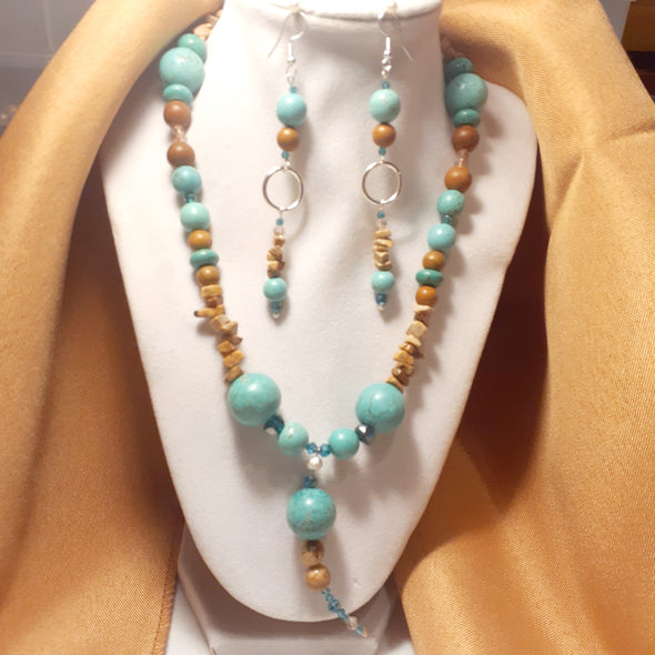 Charismatic Culture Turquoise Necklace And Earrings Set